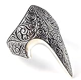 Fang Gothic Biker Retro 925 Stelring Silver Engrave Style Turkish Handmade Luxury Men's Thumb Ring (10)