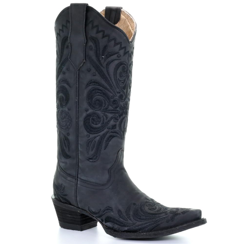Circle G by Corral LADIE'S BLACK FILIGREE, SNIP TOE, LEATHER SOLE, WESTERN, L5433