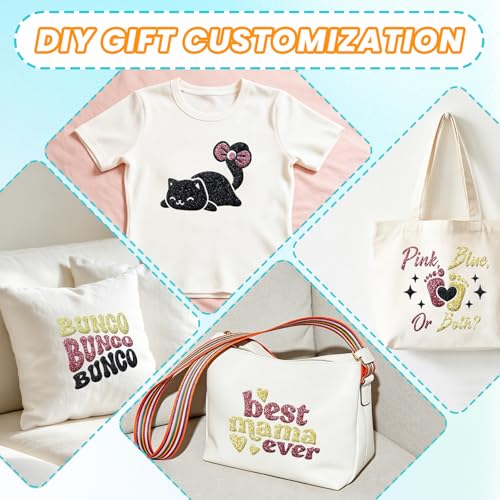 Image of Pink Glitter Puff Vinyl Heat Transfer - 12 inch x 5ft 3D Puff HTV Vinyl, Glitter Puffy Iron-On for Fabrics, Perfect for T-Shirts, Bags, Pillows, Compatible with Cricut & Cameo
