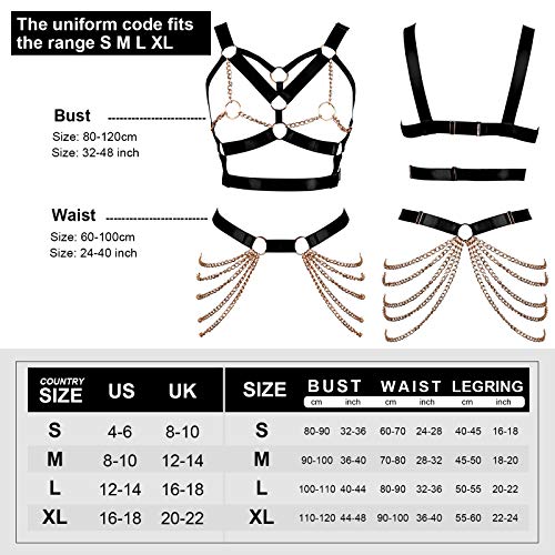 BBOHSS Damen Body Harness BH Punk Strumpfband Elastisch Verstellbarer BH Tanz Karneval Gothic Kostümzubehör