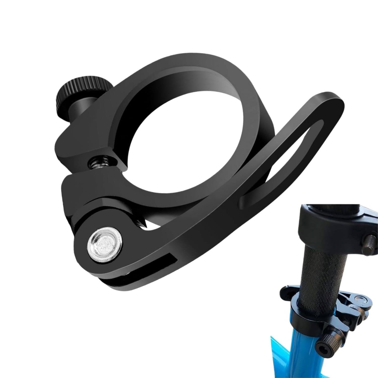 Bike Seat Post Clamp,Black Aluminum Alloy Seatpost Clamp Quick Release Seatpost Clamp Bicycle Quick Release Seatpost Bicycle Mounting Tube Fittings for Road & Mountain Bikes (31.8mm)