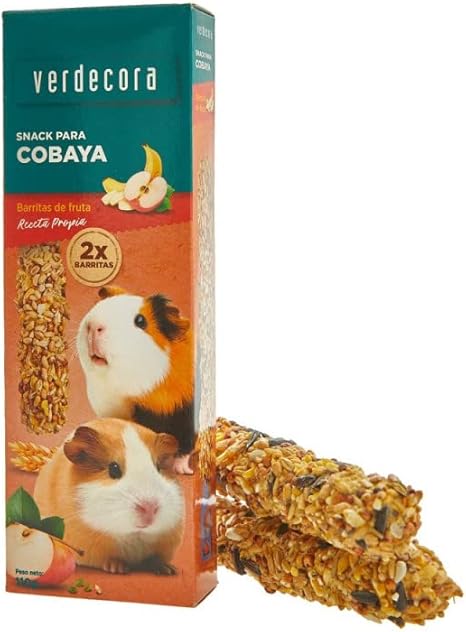 Verdecora Barritas para Roedores | Snack para Hamster, Conejos, cobayas | Completa su alimentación | Aporta energía | Entretiene a tu Mascota (para Cobaya, Fruta)