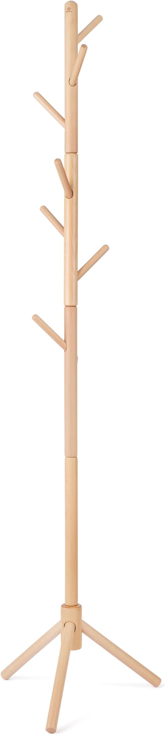 Wegowood® Beech Wood Adjustable Height Coat Rack Stand With Sandalwood