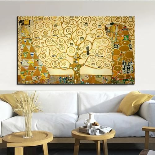 Toile abstraite Klimt Arbre de la Vie pour déco murale salon