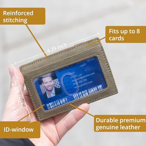 GARZINI Magic Wallet with ID Holder, Minimalist Wallet with RFID card holder, Leather Wallet for 8 cards, Java Brown - Image 5
