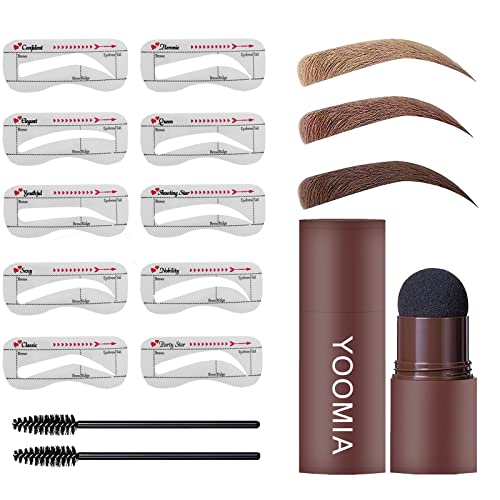 Eyebrow Stamp Stencil Kit Eyebrow Stamp Shaping Kit Waterproof Eyebrow tamp Hairline Shadow Powder (Natural Brown B)