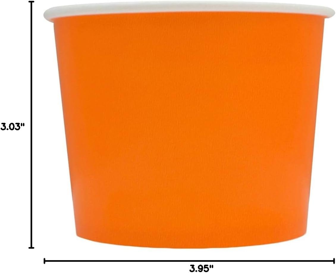 UNIQ 12 oz Solid Orange Ice Cream Cups – Large Disposable Dessert Cups for Ice Cream Frozen Yogurt & Gelato – Paper Food Cups Leak Resistant – Bulk 1000 Pack for Party Catering & Business