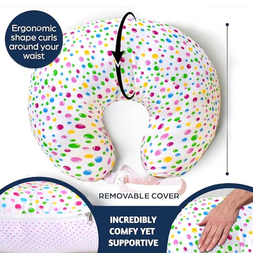 Image of VParents Multipurpose Baby Feeding Nursing Cum Maternity Pillow for New Born Cotton, Recommended for Maternity, Nursing, Medical Bluebell (Pink) 110252