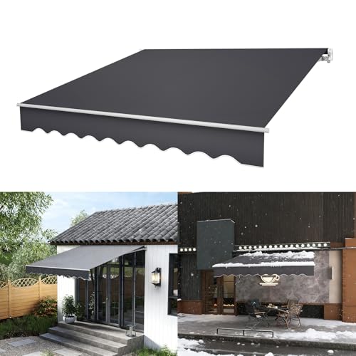 ACXIN Aluminium Markise 3m * 2,5m Sonnenschutz Gelenkarmmarkise Markisenabdeckung Kassettenmarkise Balkonmarkise mit Handkurbel Wasserdicht Dunkelgrau