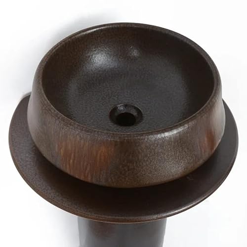 Weibath Vintage Retro 22" Kaolin Clay Pedestal Sink Freestanding Bathroom Sink Without Drain & Faucet #TOP2