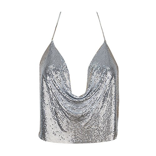 ZUMUii Butterme Damen Sexy Deep V Kette Halter Ärmellos Backless Metall...