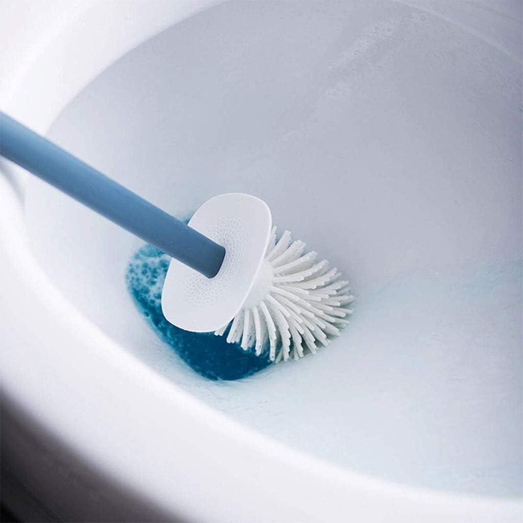 White Toilet Brush Holder-Long Handle Design Won't Stain Hands, Easy to Clean Bathroom Dirt