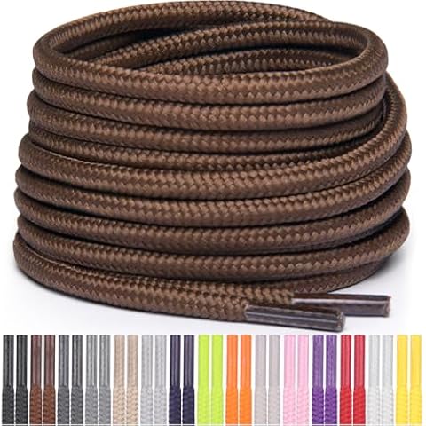 Miscly Round Shoelaces [1 Pair] 5/32″ Thick - For Shoes, Sneakers & Boots (36″, Brown) Cover