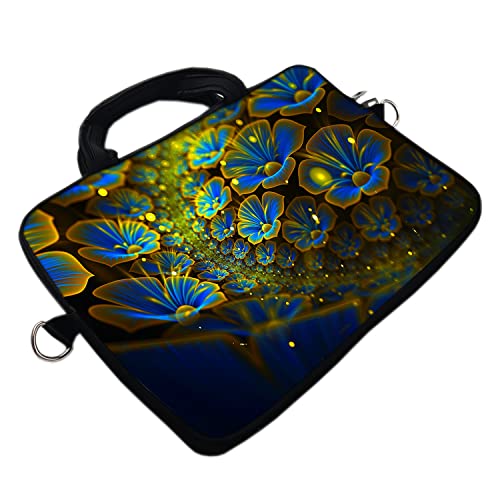 Image of Theskinmantra Blue and Yellow Flowers Messenger Bag for 15.6 inch Laptop