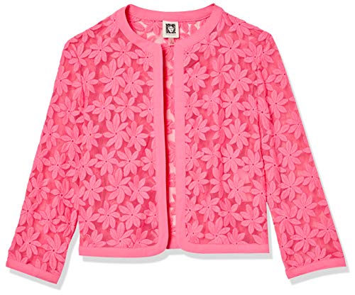 Anne Klein Women's Floral LACE MESH Cardigan, Camellia, 14