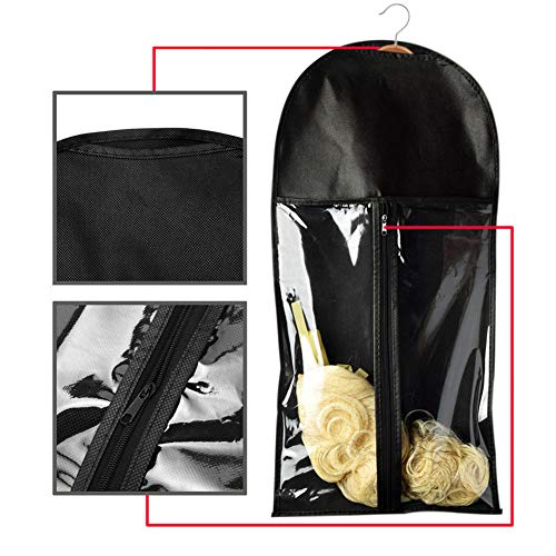 Foto von Hainice Perücke Speicher Beutel, Toupet Aufhänger Perücken Halter Staub Beweis Schutz Perücke Organizer Isolation Bag Haar Verlängerungen Zubehör (Schwarz)