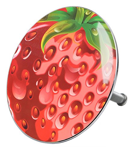 Sanilo Badewannenstöpsel Strawberry, Stöpsel für die Badewannen deckt den kompletten Abflussbereich ab, universal mit Motiv