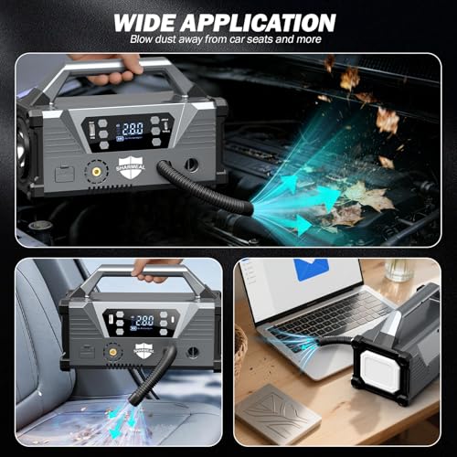 Image of Sharmeal Jump Starter with Air Compressor,9000A Car Battery Jump Starter (All Gas /12.0L Diesel),200PSI Car Battery Jumper Starter Portable 12V Jump Box with Jumper Cables, LED Light