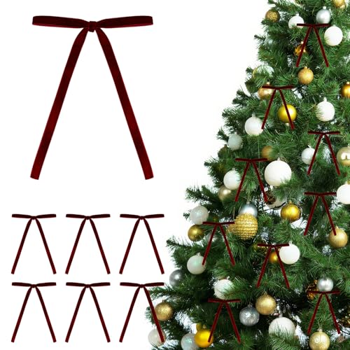 Binlava 30 Stück Tannenbaum Schleifen Samt, Rote Samtschleife...