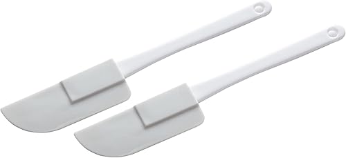 Chef Craft Select - Juego de mini espátulas de plástico, 6 pulgadas de largo, juego de 2 piezas, color blanco