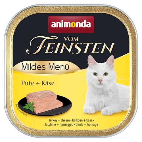 animonda vom Feinsten Mildes Menü Milde Vielfalt (32 x 100g), getreidefreies Katzenfutter nass ohne Zucker, leicht verdauliches Katzenfutter mit Putenfleisch