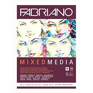 Honsell 19100382 – Fabriano Mixed Media Künstlerpapier Block, DIN A3, 40 Blatt 250 g/m², geeignet für nasse und trockene…