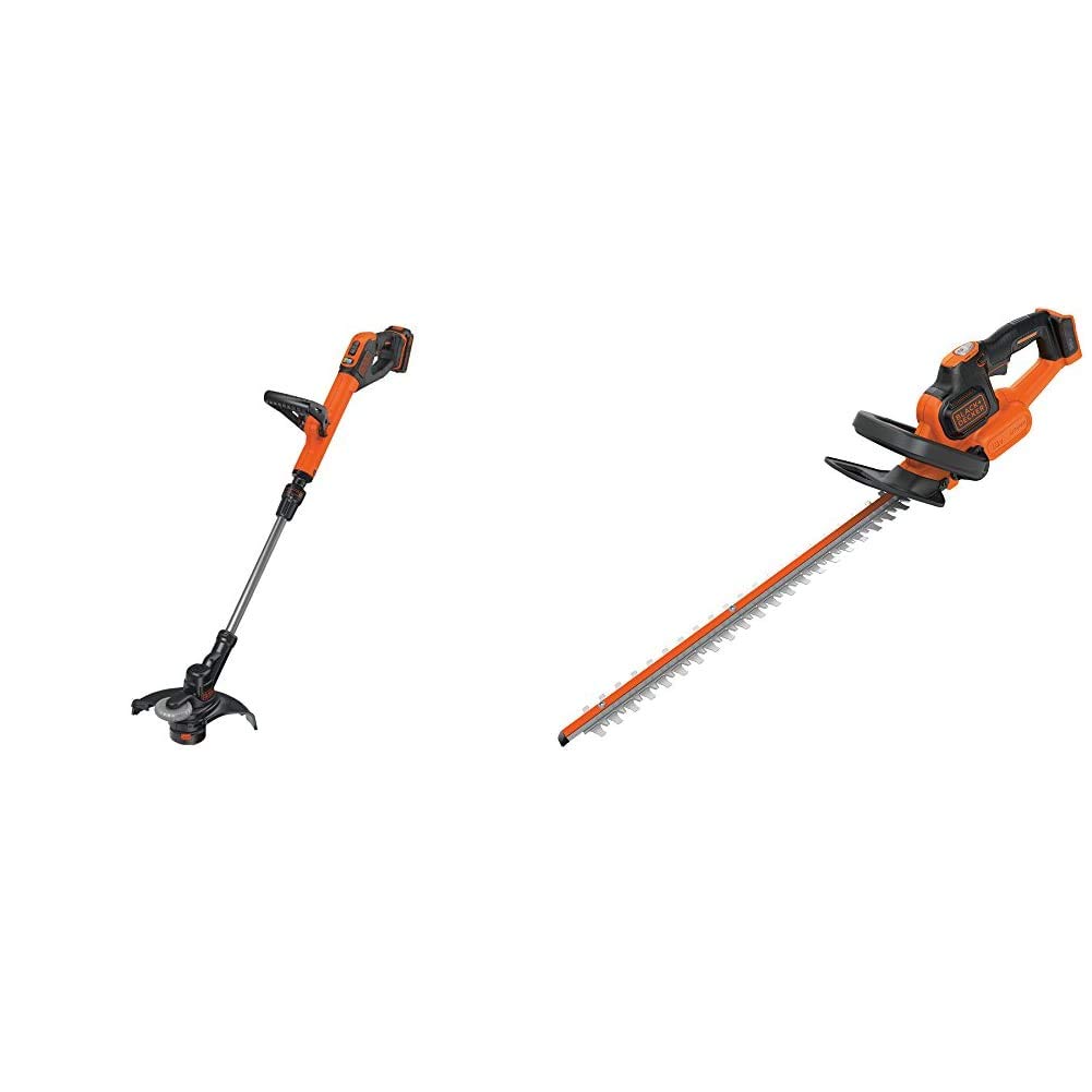 BLACK+DECKER 18V Cordless 28 cm String Grass Trimmer 2.0Ah Lithium Ion Battery & 18V Cordless 45cm Anti-Jam Hedge Trimmer - Bare Unit (Battery not Included)