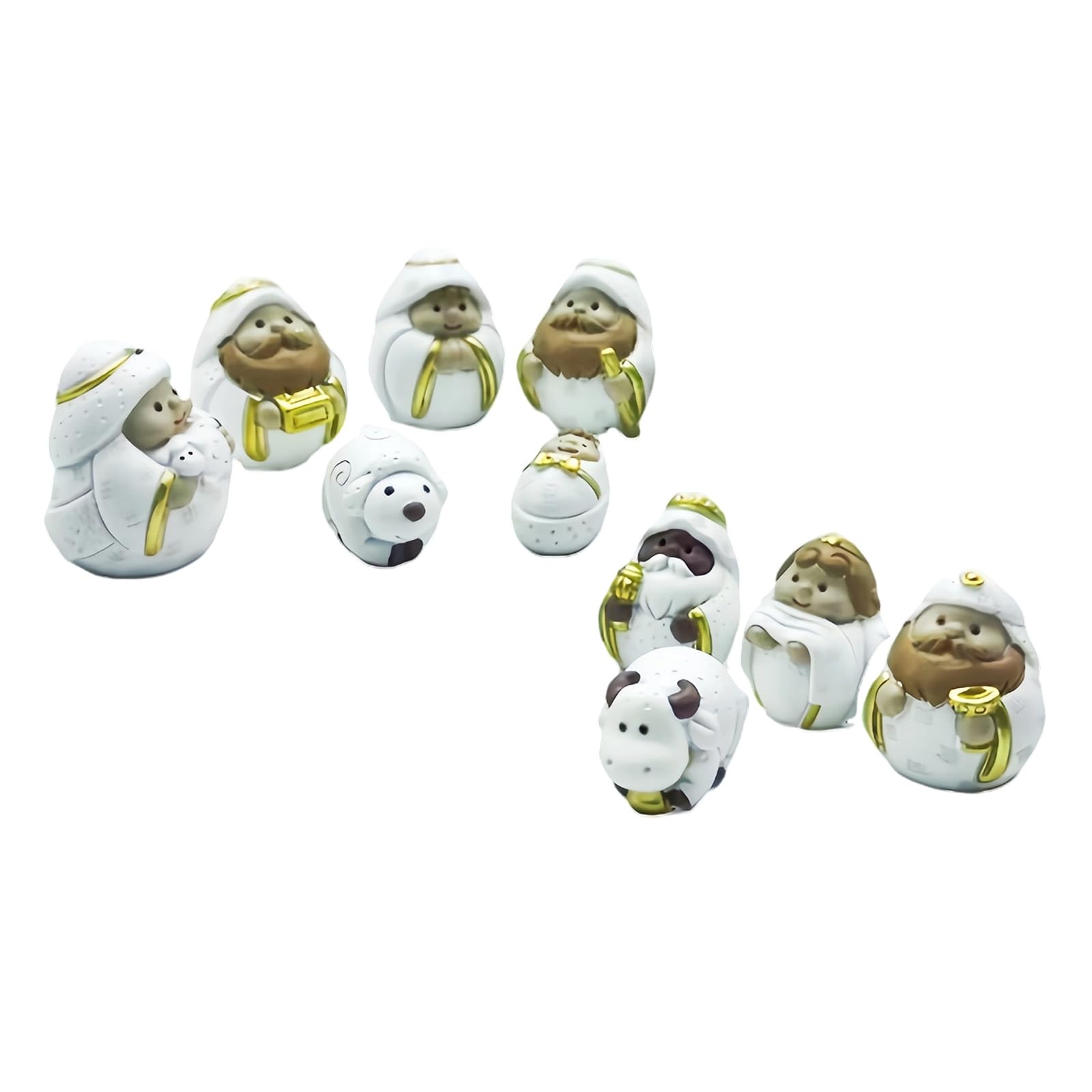 TFAOYS Artistic Resins Nativity Scene Miniature Figurines with LED Lighted House Christmas Holiday Table Shelf Decors Ornaments LED Holiday Tabletop Decors