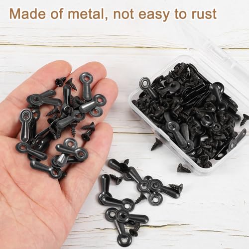 Image of uxcell 100Pcs Picture Frame Turn Button, Frame Backing Fasteners with 100Pcs Screws, Frame Hardware for Hanging Pictures Photos, Black