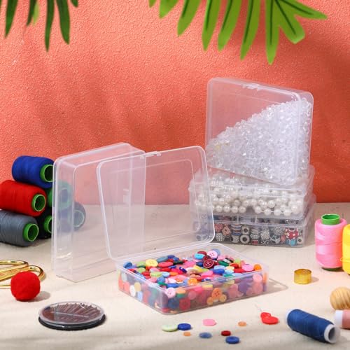 Image of Jetec 6 Pieces Mini Plastic Clear Beads Storage Containers Box for Collecting Small Items, Beads, Jewelry, Business Cards, Game Pieces, Crafts (5 x 4 x 1.3 Inch)