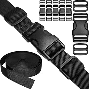 1″ Straps and Buckles Set: 6 yard Nylon Webbing 1 inch (25 mm) Wide, 6 pack Side Release Buckle, 12 pcs Tri-Glide Sliders, Plastic Clip Quick Fastener Replacement Heavy Duty Dual Adjustable No Sew