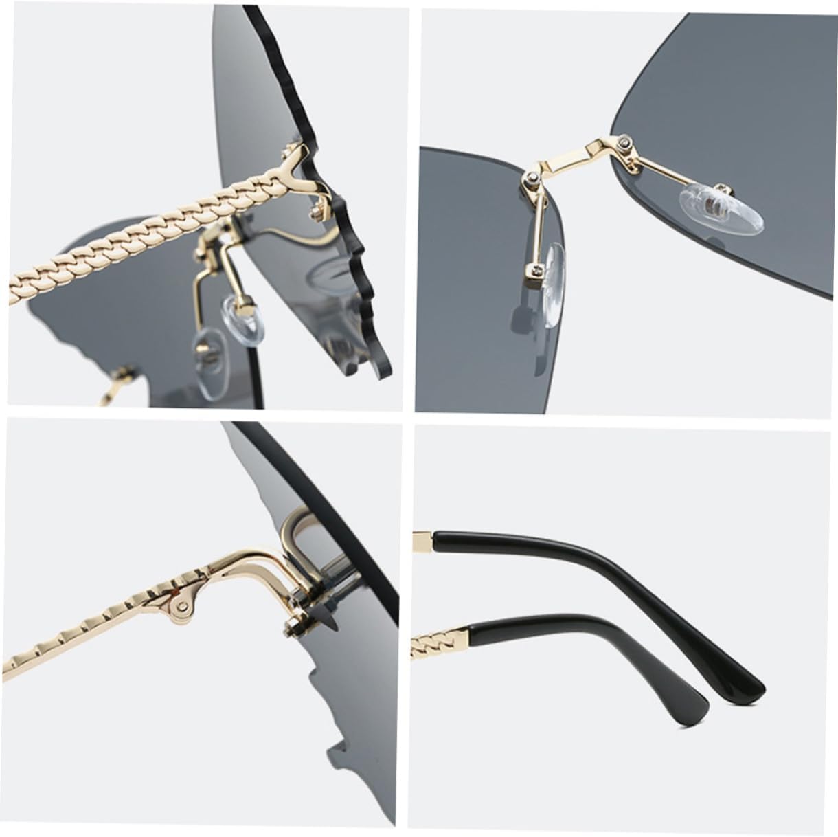 Butterfly Frame Sunglasses Women Fashion Eyewear Colorful Frameless UV Protection Photo Party Glasses Stylish Outdoor Accessories