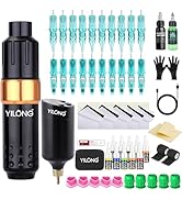 YILONG Tattoo Kit Wireless Tattoo Gun with 1200mAh Power Supply 20Pcs Tattoo Cartridge Needles Co...