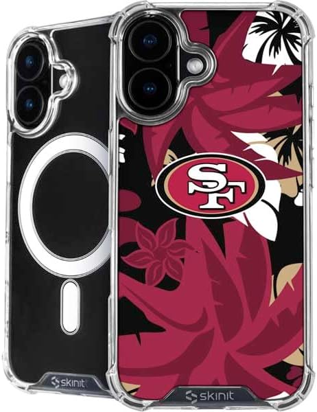 Skinit Phone Case Compatible with MagSafe iPhone 17 - Officially Licensed NFL San Francisco 49ers Tropical Print Design
