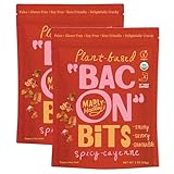Madly Hadley Plant‑Based Bacon Bits, 2 packs - 6oz | Organic Coconut Vegan Bacon Snack | Topping for Salads, Pasta & Pizza | Gluten & Soy Free, Non-GMO, Vegetarian - Spicy Cayenne