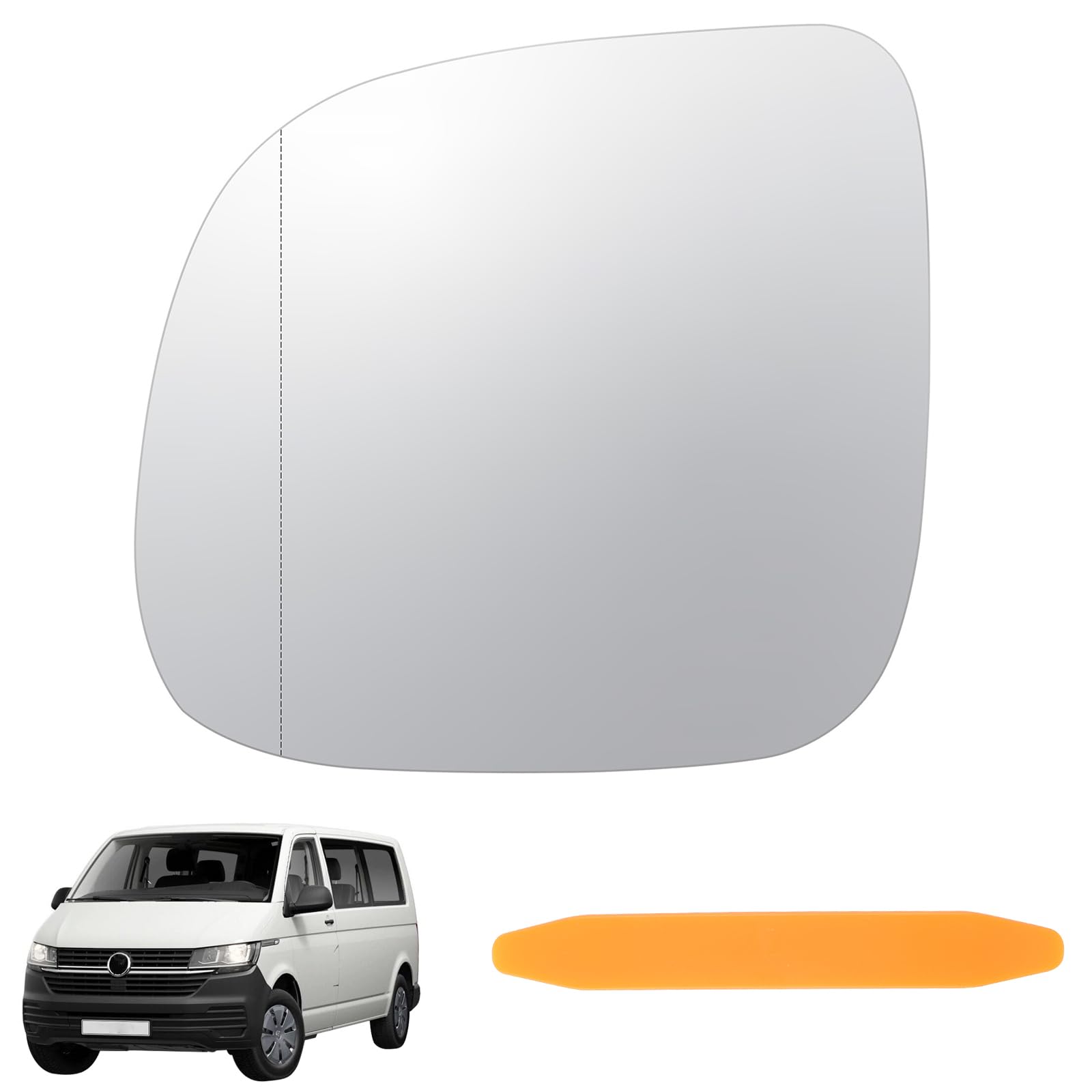 Cristal de Espejo Reemplazo Compatible con VW T5 2010-2015 T6 2012-2016 | VW Transporter Caravelle Multivan Amarok Cristal Retrovisor Exterior Izquierdo Calefactable Asférico Espejo de Marcha Atrás