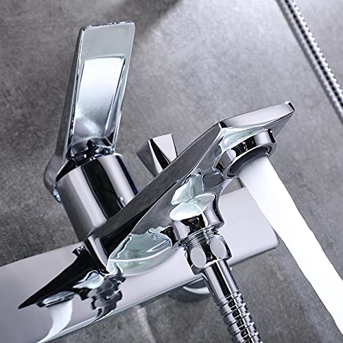 Robinet de baignoire chromé haut de gamme avec douchette et support - 8