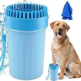 Haustier Pfotenreiniger, Hunde Pfotenreiniger mit Microfaser Handschuh Tragbarer Hunde Pfote Reiniger für GroßE Und Normale Pfoten Katzen,Schnell Und GrüNdlich Reinigen Keine Schmutzige Pfoten Mehr