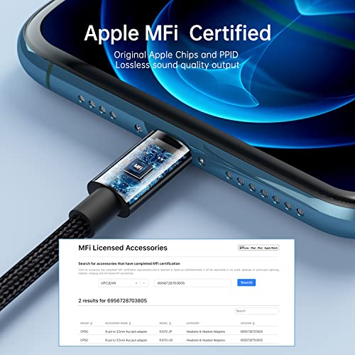 Opso Lightning To 3.5Mm Jack Adapter, [ Mfi Certified ] 3.5Mm Iphone Adapter Headphone Dongle Connector Compatible Iphone 13/12 Mini/12/12 Pro/12 Pro Max/11/11Pro/11Max/X/8/8Plus/7/7Plus #TOP2