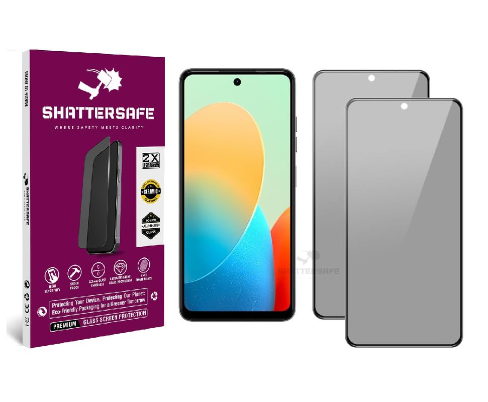 Image of Anti-Spy Privacy Tempered Glass Compatible For Tecno Spark 20C [Pack of 2]. 9H Hardness, Anti-Scratch, Edge-to-Edge Protection With Easy Installation Kit & Case Friendly Fit.
