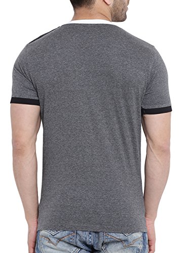 Image of GRITSTONES Men's Dark Grey /White Half Sleeves Pocket Print Round Neck T Shirt-GSHSTSHT1682DGRYWHT
