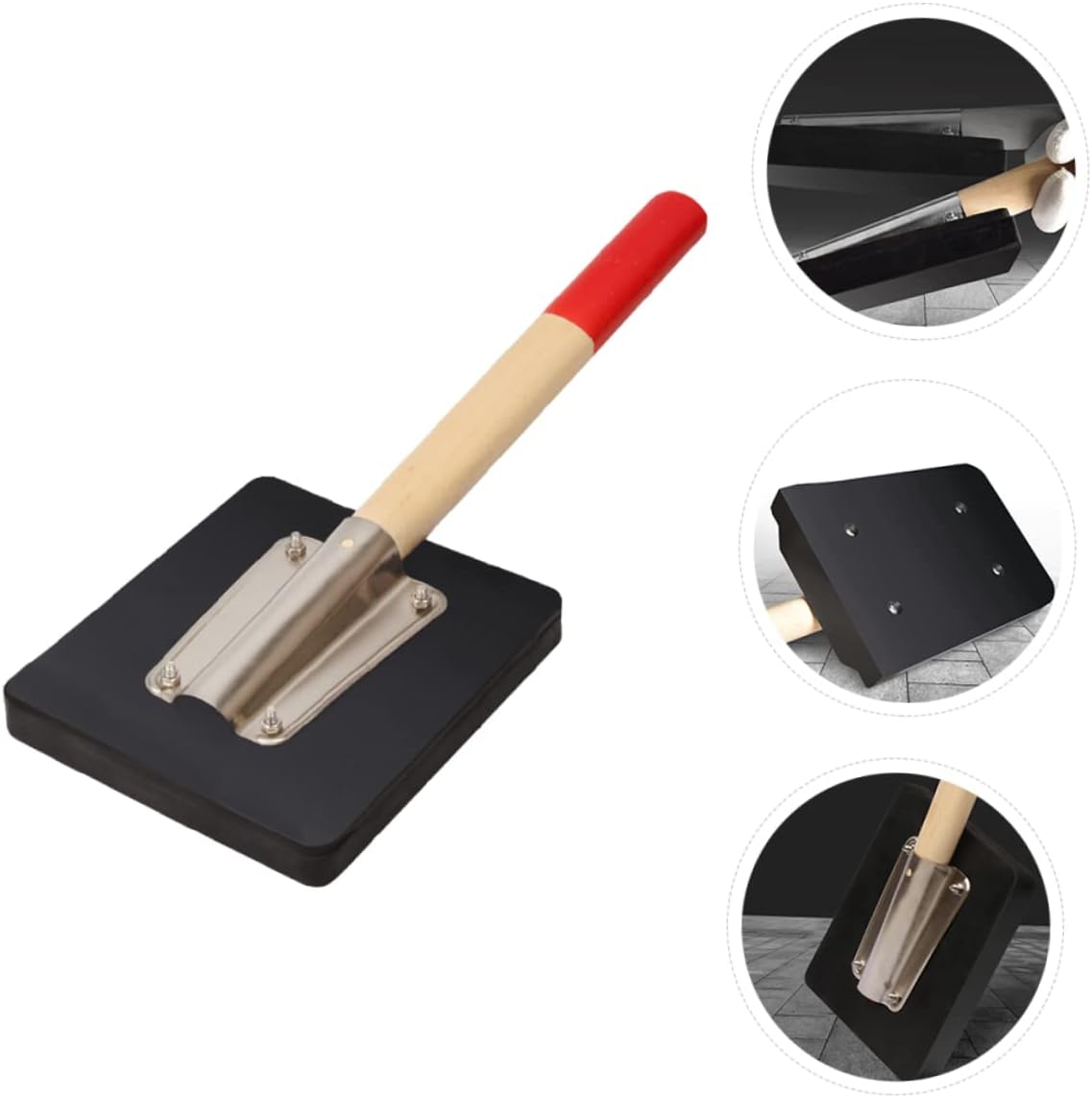 VILLCASE Rubber Hammer with Wooden Handle for Tile Paving Durable Rubber Clappers Construction Tool Smooth Surface Flattening Tool for Floor and Tile Installation at Home and