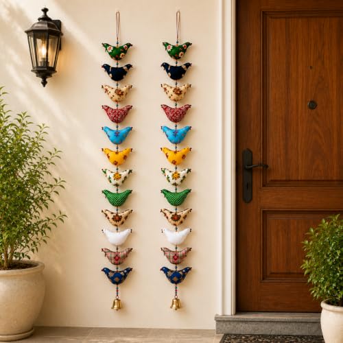 Image of Bindian Toran for Main Door, Decorative Door Thoranam Hanging, Diwali Decoration for Home Entrance, Wall Decor Hanging Ornament, Traditional Festive Welcome Decor for House, Pooja (Bird Pack of 2)
