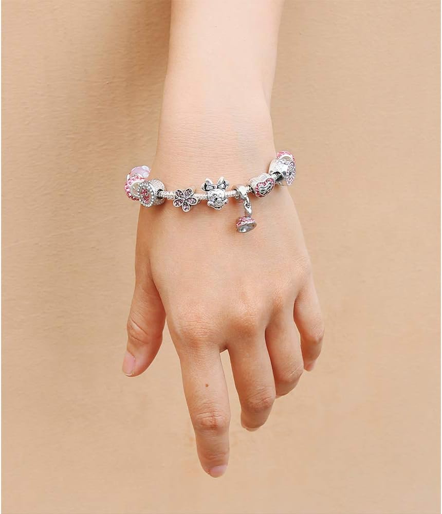 Mouse Charm Bracelet Love Heart Jewelry Christmas Gift - Image 3