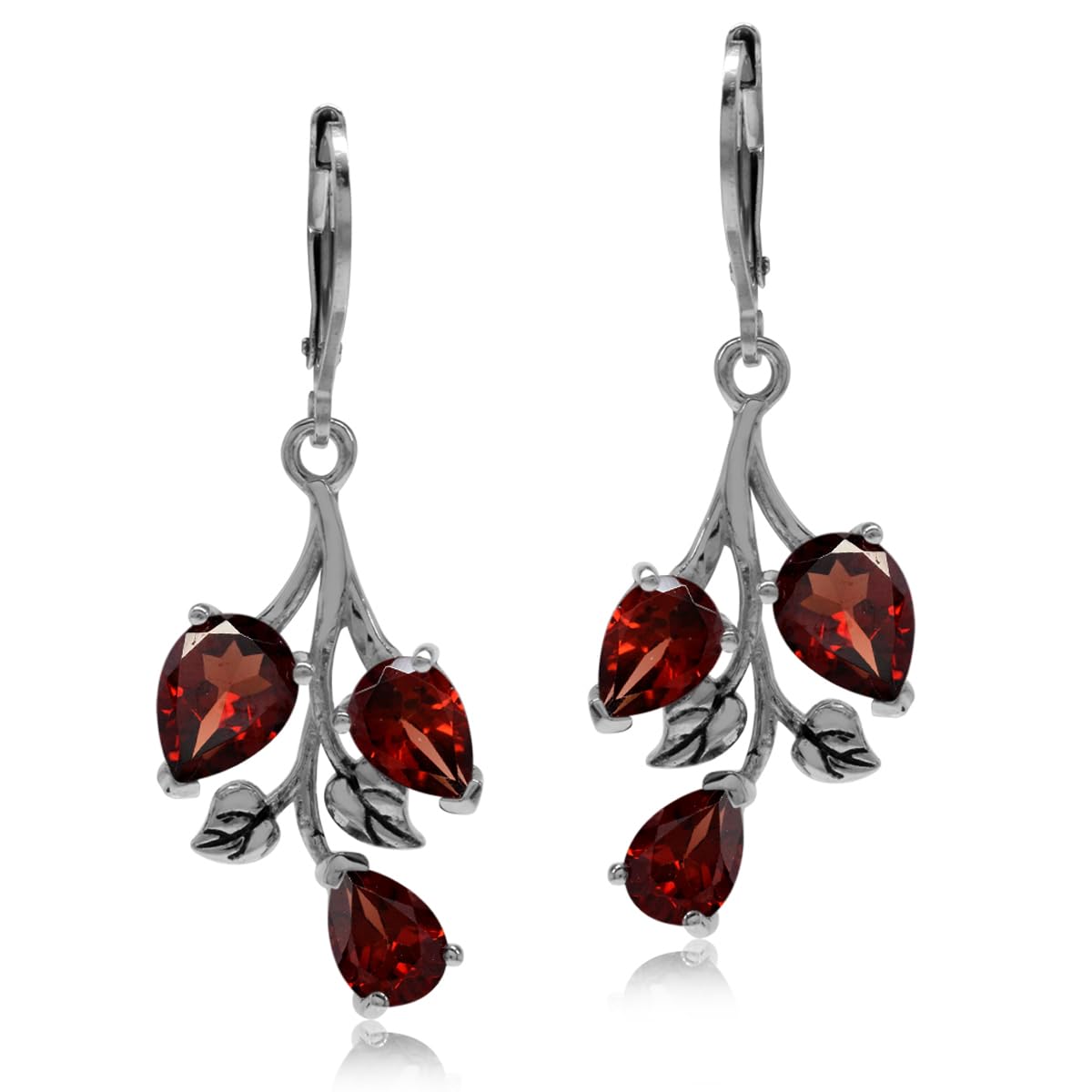 Silvershake Pear Shape Gemstones 925 Sterling Silver Leaf Leverback Drop Dangle Earrings Jewelry for Women Anniversary Birthday Gift