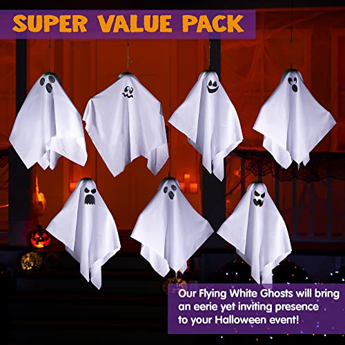 JOYIN 7 Pcs Halloween Hanging Ghost Decorations Outdoor, 19.6” Flying White Ghost Decor for Halloween Tree Front Yard Patio Lawn Garden Party and Holiday Décor2