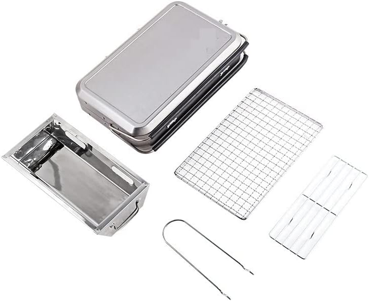 Miniatura 6 de Barbacoa Parrilla de carbón Parrilla de barbacoa de acero inoxidable al aire libre Parrilla de barbacoa de carbón portátil plegable Herramientas de