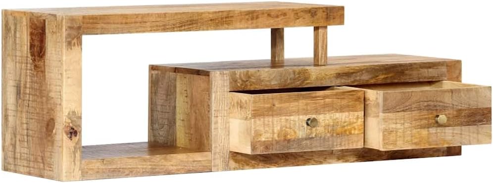 Rustic Brown Solid Mango Wood TV Cabinet 47.2 x 11.8 x 15.7 in 3 Drawer Media Console for Living Room Bedroom No Assembly Rustic Entertainment Center