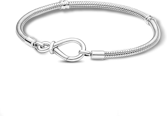 925 Sterling Silver Snake Chain Bracelet,Compatible with Pandora Charms Pendant,Heart Shape Bracelet Clasp for Womes Jewellery Gift