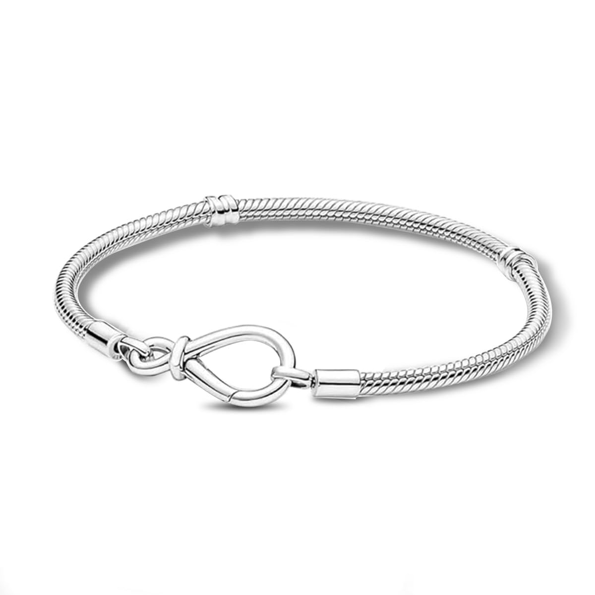 ChenYuTe 925 Sterling Silver Snake Chain Bracelet,Compatible with Pandora Charms Pendant,Heart Shape Bracelet Clasp for Womes Jewellery Gift
